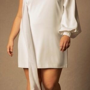 Eloquii Chic Cream One-Shoulder Dress